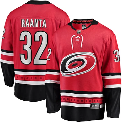 Maillot de joueur échappé alternatif des Hurricanes la Caroline Fanatics Antti Raanta rouge pour hommes