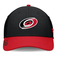 Casquette Fanatics noire/rouge pour homme Authentic Pro Rink Flex des Hurricanes de la Caroline