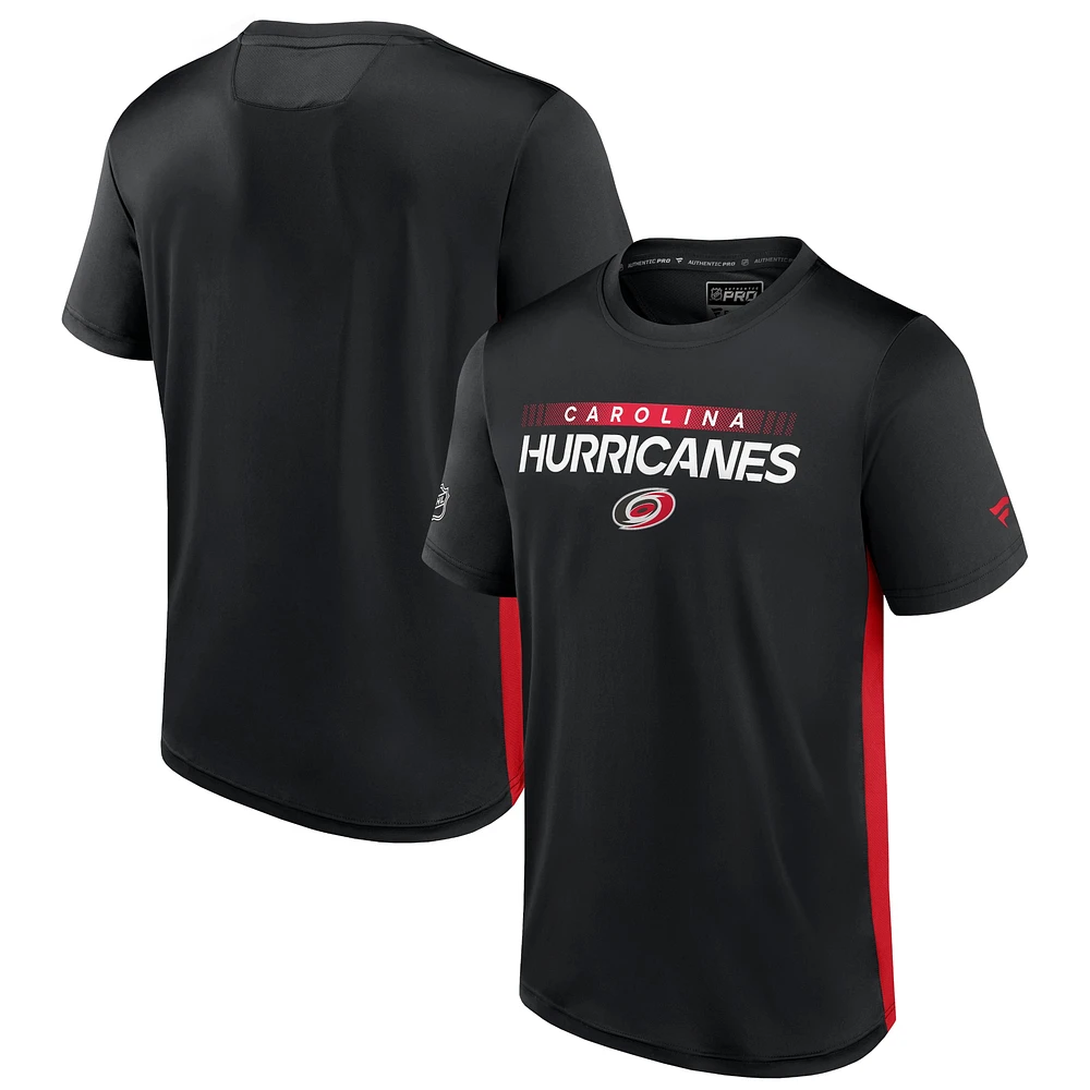 Men's Fanatics Black/Red Carolina Hurricanes Authentic Pro Rink Tech T-Shirt