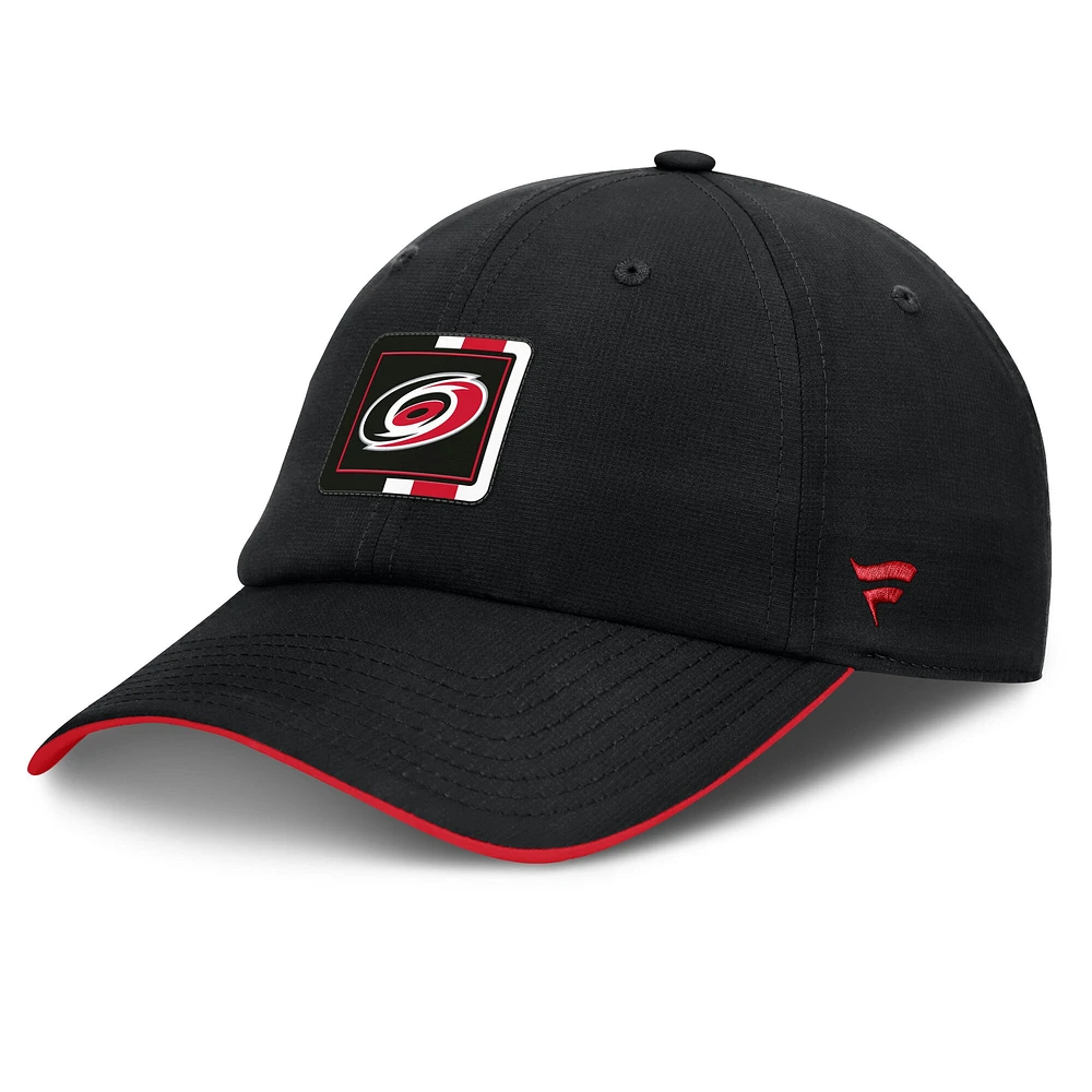 Casquette ajustable Authentic Pro Ripstop noire/rouge Carolina Hurricanes Fanatics pour homme