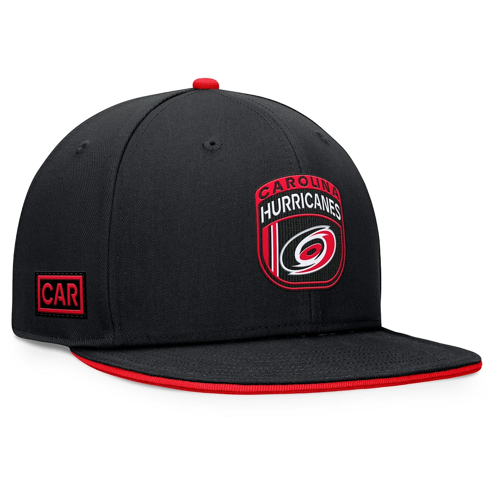 Casquette snapback de repêchage de la LNH 2024 Fanatics pour hommes, noire des Hurricanes de la Caroline