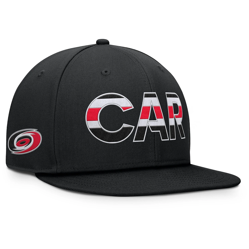 Casquette Snapback authentique Pro Rink des Hurricanes de la Caroline pour hommes Fanatics Black