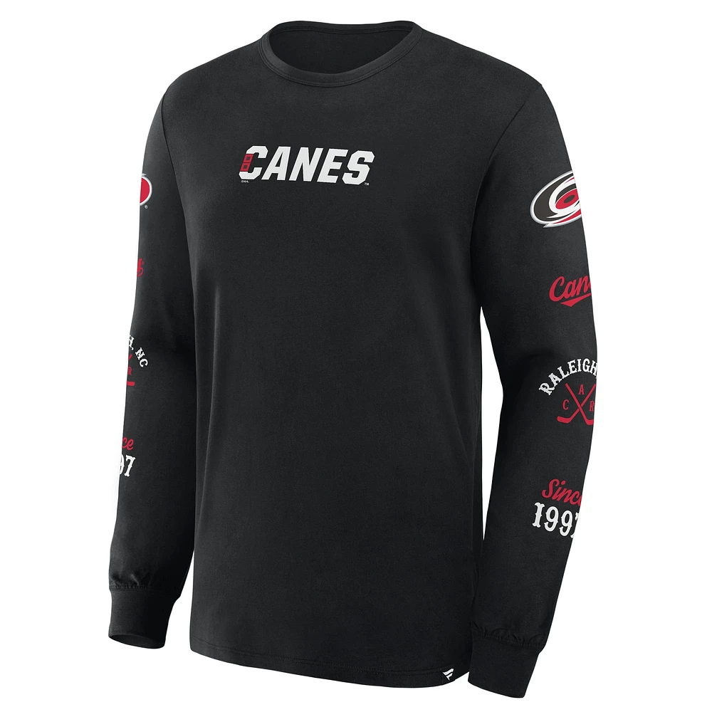 Men's Fanatics Black Carolina Hurricanes Boxed Legacy Long Sleeve T-Shirt