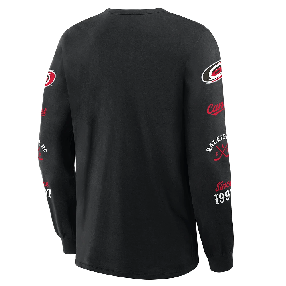 Men's Fanatics Black Carolina Hurricanes Boxed Legacy Long Sleeve T-Shirt