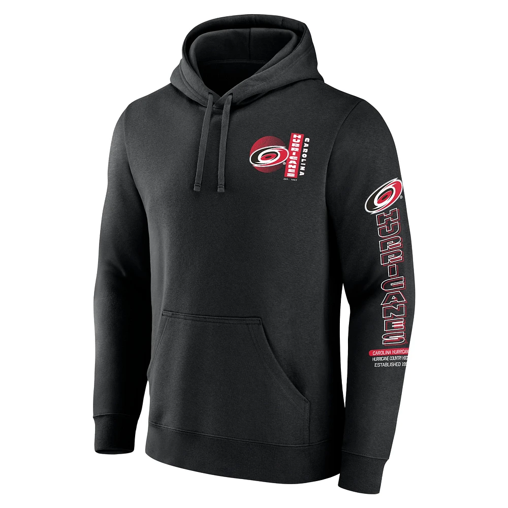 Men's Fanatics Black Carolina Hurricanes Revolution Pullover Hoodie