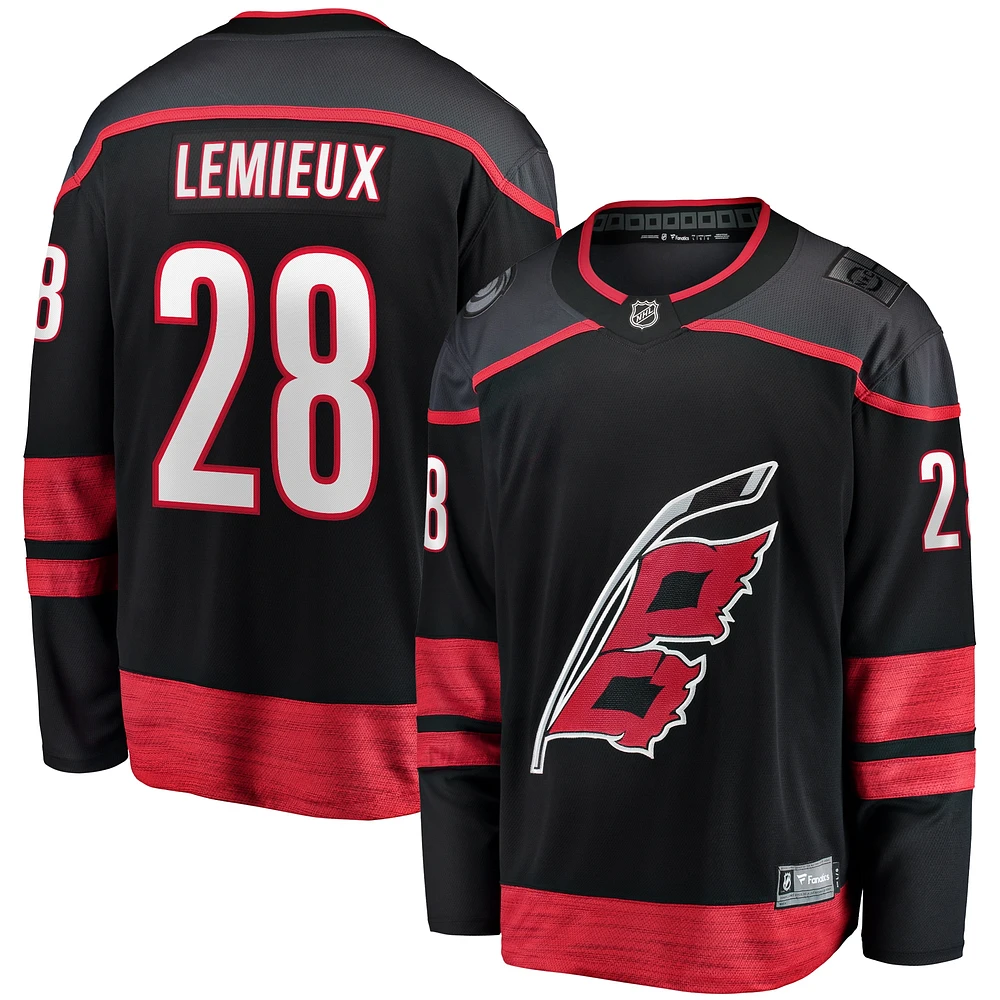 Fanatics pour hommes Brendan Lemieux Noir Carolina Hurricanes Home Premier Breakaway Player Maillot