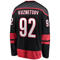 Maillot d'évasion à domicile Fanatics Evgeny Kuznetsov pour hommes, noir, Carolina Hurricanes