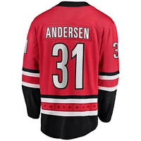 Maillot de joueur échappé alternatif des Hurricanes la Caroline Fanatics Frederik Andersen pour hommes, rouge