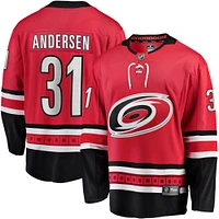 Maillot de joueur échappé alternatif des Hurricanes la Caroline Fanatics Frederik Andersen pour hommes, rouge