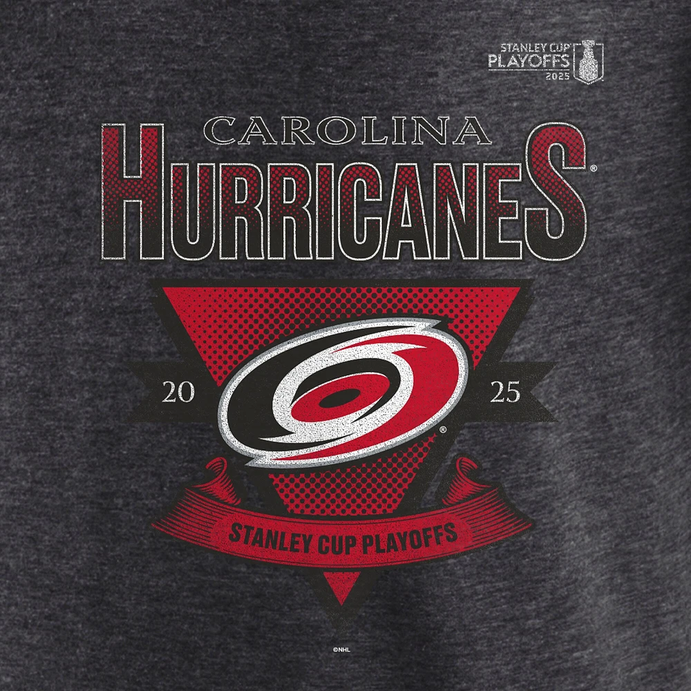 Men's Fanatics Heather Charcoal Carolina Hurricanes 2025 Stanley Cup Playoffs Crossbar Tri-Blend T-Shirt