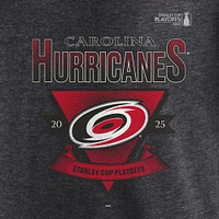 Men's Fanatics Heather Charcoal Carolina Hurricanes 2025 Stanley Cup Playoffs Crossbar Tri-Blend T-Shirt