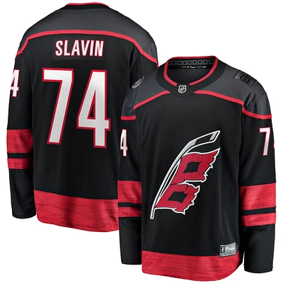 Maillot de joueur échappé à domicile des Hurricanes la Caroline Fanatics Jaccob Slavin pour hommes, noir