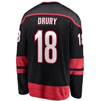 Fanatics pour hommes Jack Drury noir Carolina Hurricanes Home Premier Breakaway Player Maillot