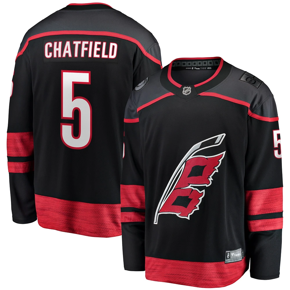 Men's Fanatics Jalen Chatfield Black Carolina Hurricanes Home Premier Breakaway Player Jersey