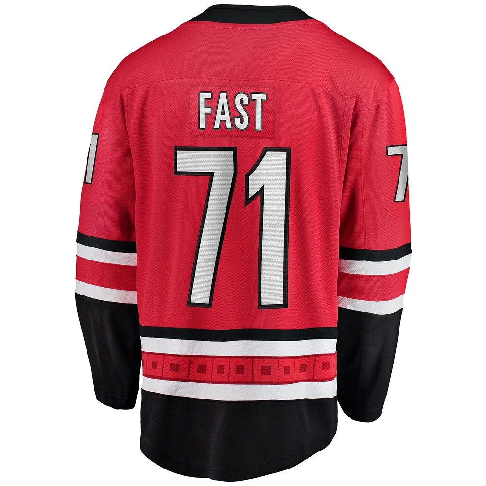 Maillot Breakaway alternatif des Hurricanes de la Caroline Fanatics Jesper Fast rouge pour hommes