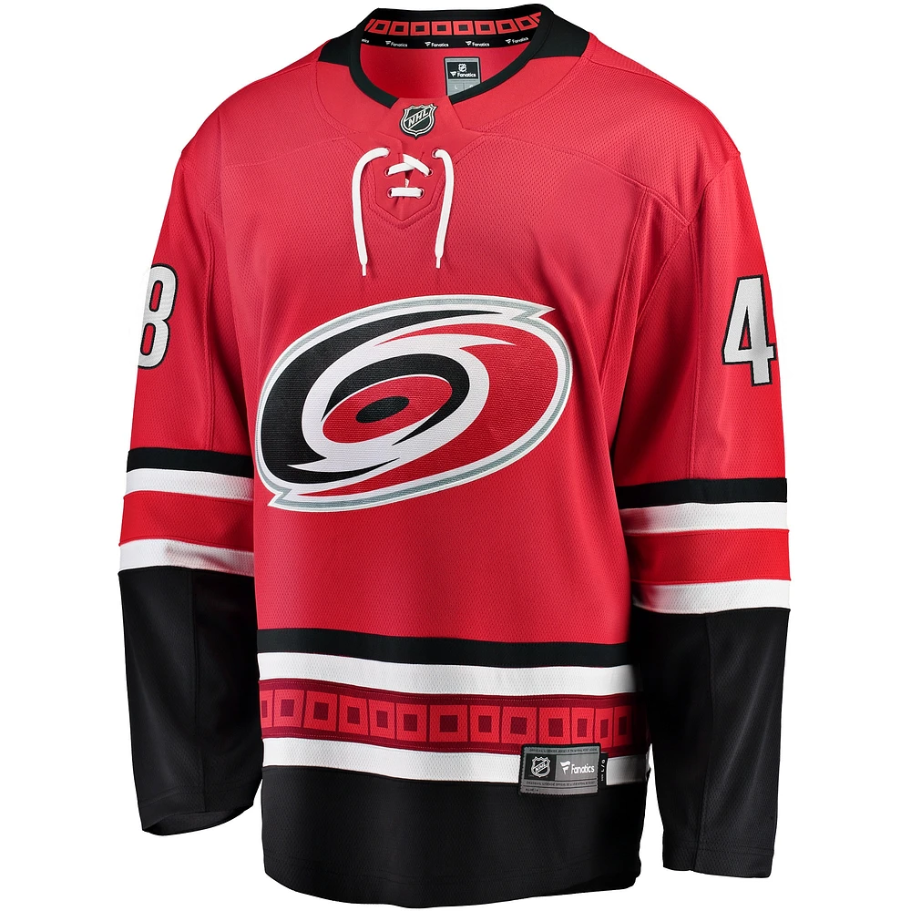 Fanatics Jordan Martinook pour hommes, maillot de joueur alternatif des Hurricanes la Caroline, rouge