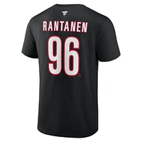 Men's Fanatics Mikko Rantanen Black Carolina Hurricanes Authentic Stack Name & Number T-Shirt