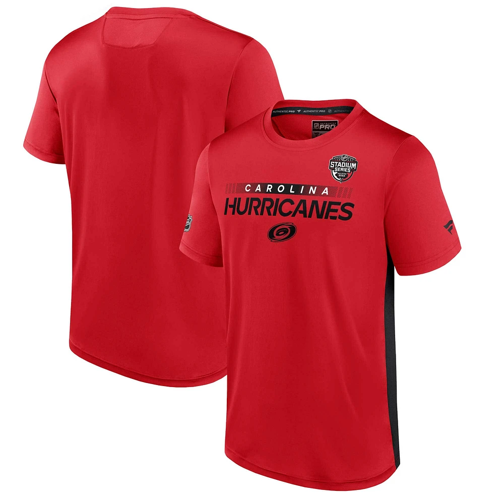 Men's Fanatics Red Carolina Hurricanes 2023 NHL Stadium Series Authentic Pro T-Shirt