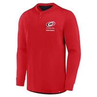 Men's Fanatics Red Carolina Hurricanes Adrenaline Push Long Sleeve Henley Shirt