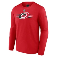 T-shirt à manches longues authentique Pro secondaire Fanatics Red Carolina Hurricanes pour hommes