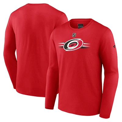 T-shirt à manches longues authentique Pro secondaire Fanatics Red Carolina Hurricanes pour hommes