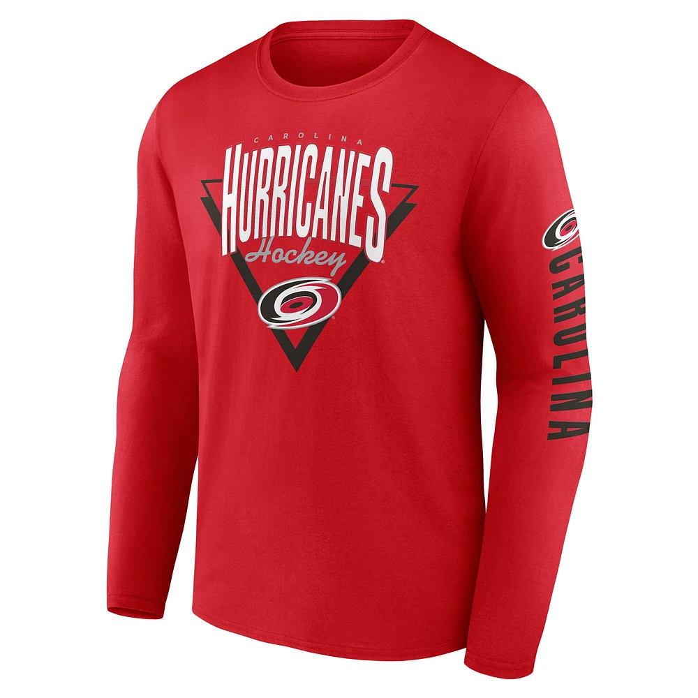 Men's Fanatics Red Carolina Hurricanes Headline Long Sleeve T-Shirt