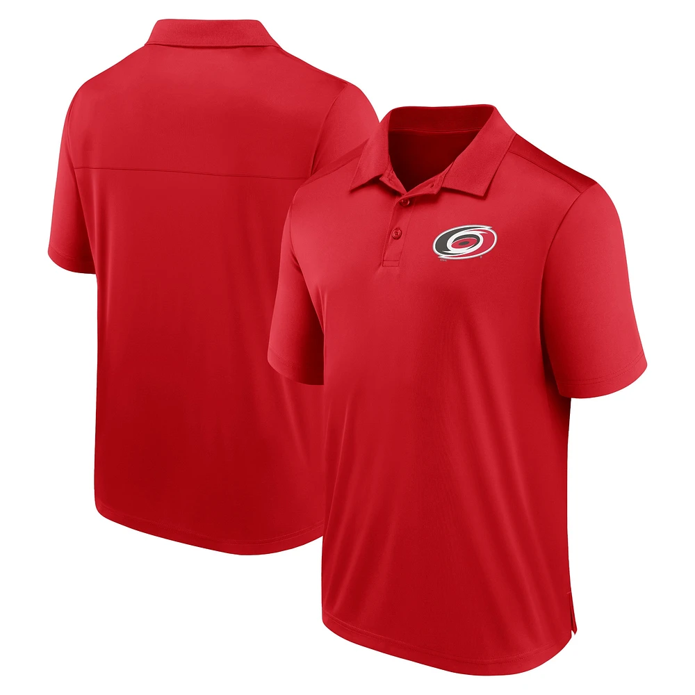 Polo rouge Fanatics Carolina Hurricanes Left Side Block pour hommes