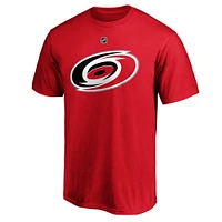 Men's Fanatics Sebastian Aho Red Carolina Hurricanes Team Authentic Stack Name & Number T-Shirt