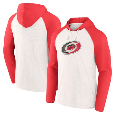 Men's Fanatics White Carolina Hurricanes Vintage Winger Pullover Hoodie