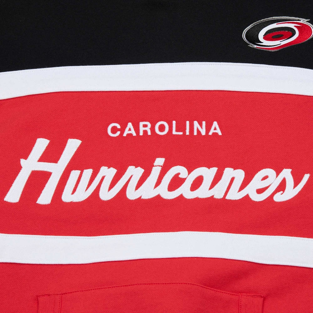 Men's Mitchell & Ness Red/Black Carolina Hurricanes Head Coach Pullover Hoodie