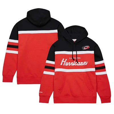 Men's Mitchell & Ness Red/Black Carolina Hurricanes Head Coach Pullover Hoodie