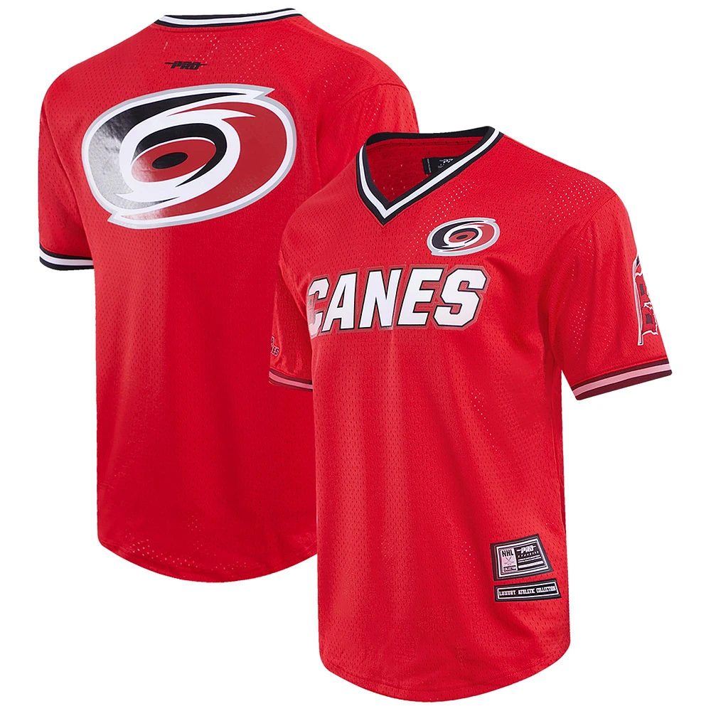 Men's Pro Standard  Red Carolina Hurricanes Classic Mesh V-Neck T-Shirt