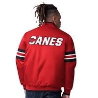 Men's Starter Red Carolina Hurricanes Scout I Full-Snap Varsity Jacket