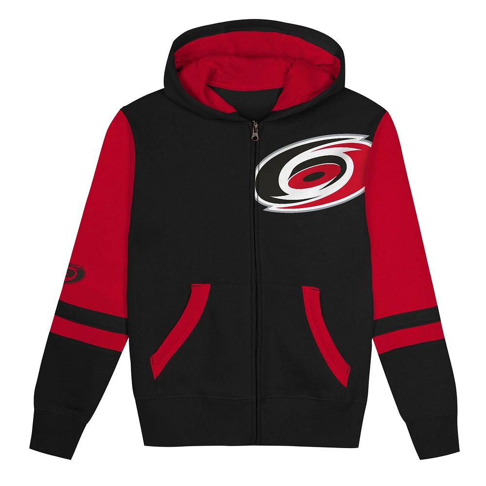 Sweat à capuche entièrement zippé pour préscolaire Black Carolina Hurricanes Face Off