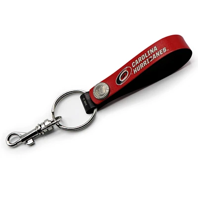 Red Carolina Hurricanes Personalized Leather Loop Keychain