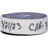 Teuvo Teravainen Carolina Hurricanes Game-Used Goal Puck from March 21, 2023 vs. New York Rangers