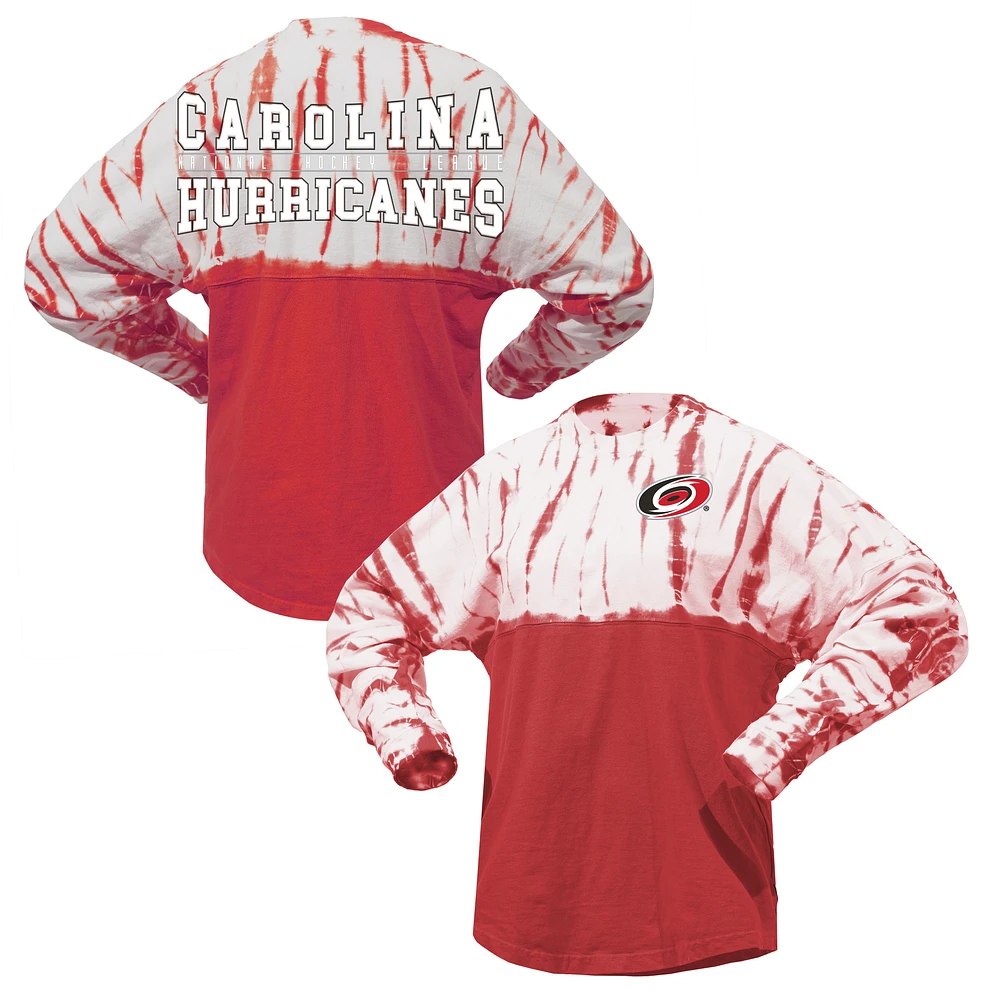 Unisex Spirit Jersey Red Carolina Hurricanes Crystal Half Dye Long Sleeve T-Shirt