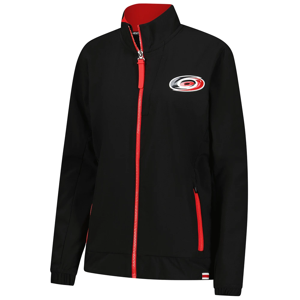 Veste d'entraîneur entièrement zippée Authentic Pro des Hurricanes de la Caroline Fanatics pour femmes, noire