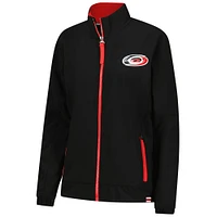 Veste d'entraîneur entièrement zippée Authentic Pro des Hurricanes de la Caroline Fanatics pour femmes, noire