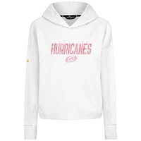 Women's Levelwear  White Carolina Hurricanes Mother's Day Sweet Floral Tri-Blend Cropped Pullover Hoodie