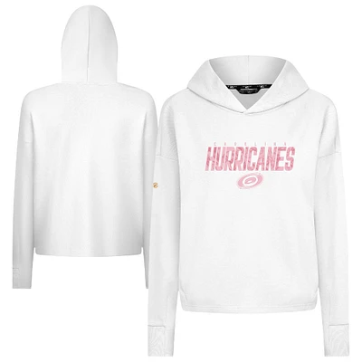 Women's Levelwear  White Carolina Hurricanes Mother's Day Sweet Floral Tri-Blend Cropped Pullover Hoodie