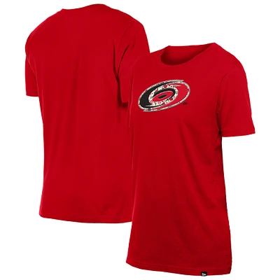 Women's New Era  Red Carolina Hurricanes Glam Game Floral T-Shirt