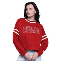 Women's Starter  Red Carolina Hurricanes Power Play Cropped Pullover Sweatshirt