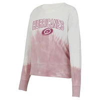 T-shirt à manches longues Concepts Sport rose/blanc Carolina Hurricanes Orchard Tie-Dye pour femmes