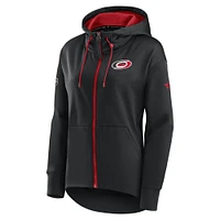 Women's Fanatics Black Carolina Hurricanes Authentic Pro Rink Full-Zip Hoodie