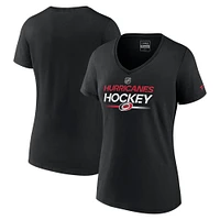 T-shirt à col en V Authentic Pro Fanatics pour femmes, noir, Carolina Hurricanes