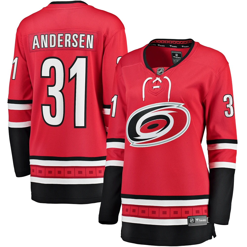 Maillot de joueur échappé alternatif des Hurricanes la Caroline Fanatics Frederik Andersen pour femmes, rouge