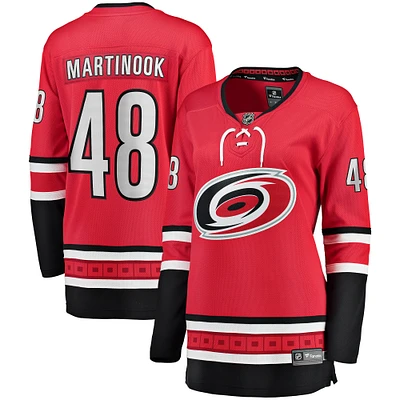 Fanatics Jordan Martinook pour femmes, maillot de joueur alternatif des Hurricanes la Caroline, rouge