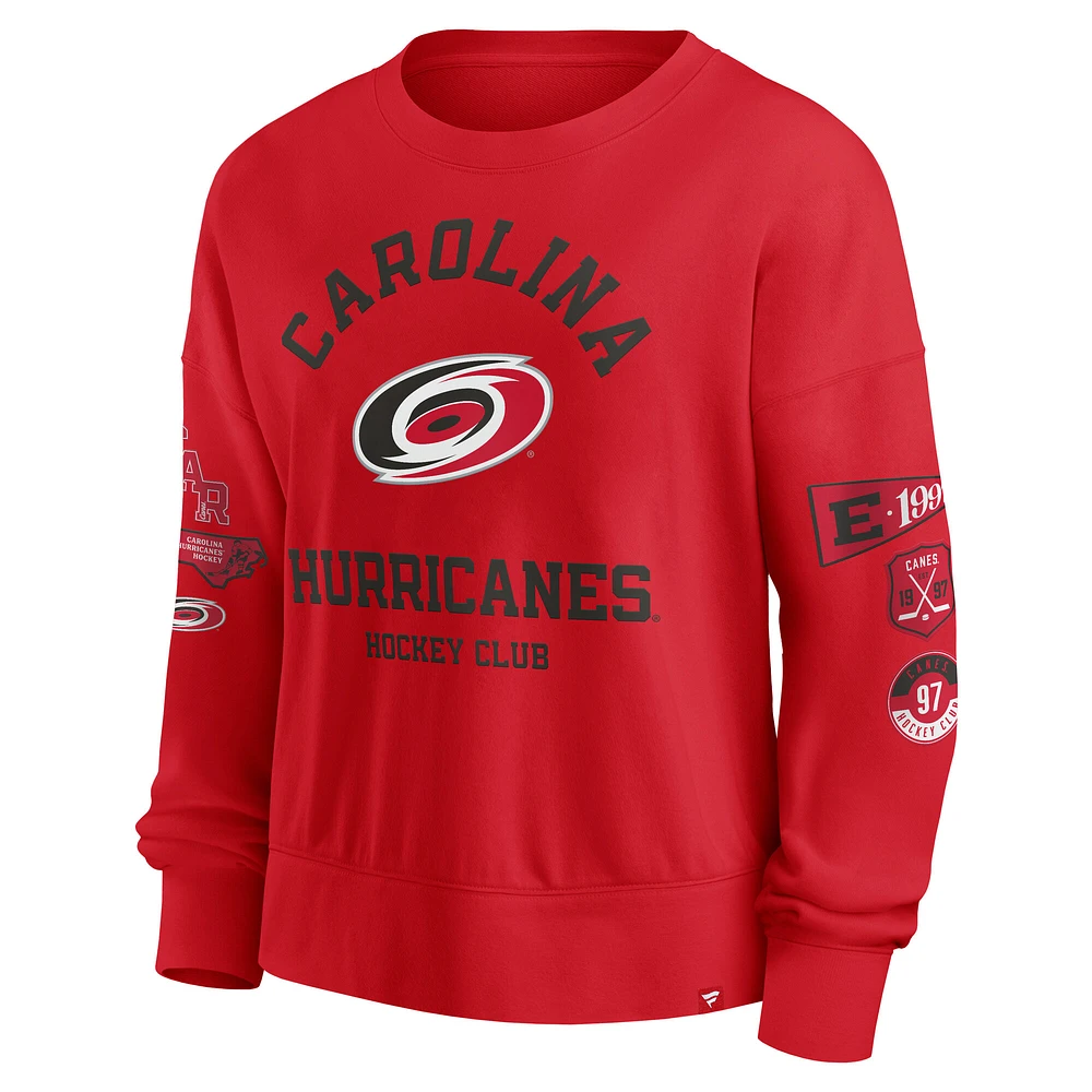 Women's Fanatics Red Carolina Hurricanes Go Team Pullover Sweatshirt