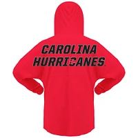 T-shirt à capuche manches longues et col en V jersey Fanatics Red Carolina Hurricanes pour femmes